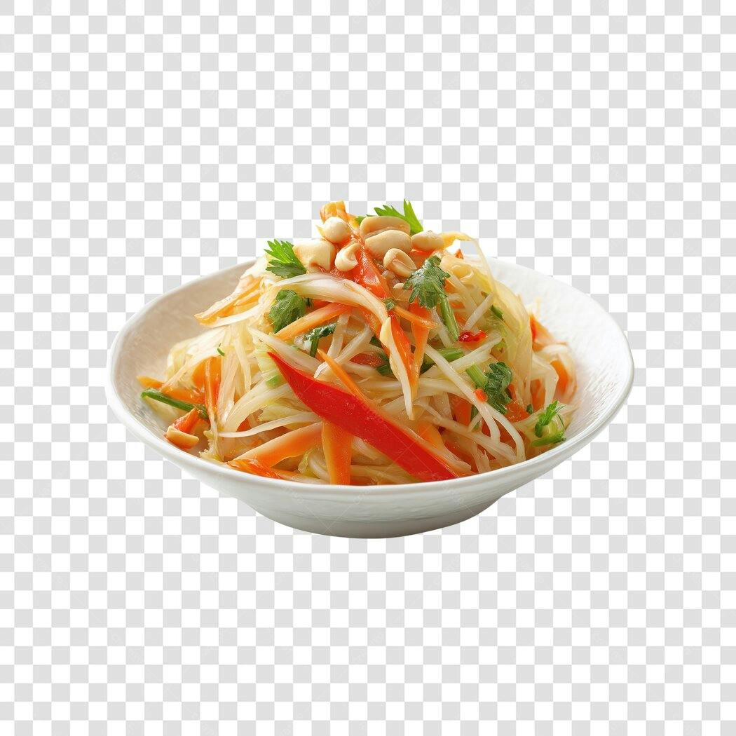 Imagem de Comida Salada de Mamão Verde Som Tum PNG com fundo transparente