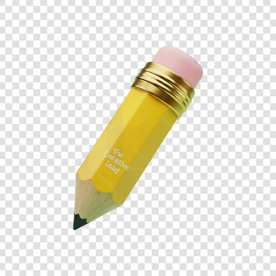 Ícone Lápis Amarelo 3D The Creative Lead PNG com fundo transparente