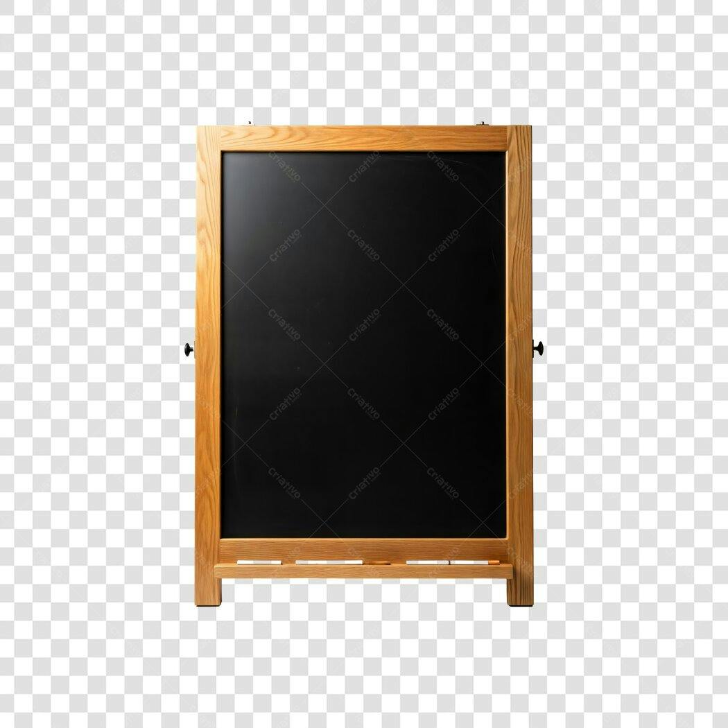 Quadro negro cavalete madeira para menu restaurante PNG com fundo transparente