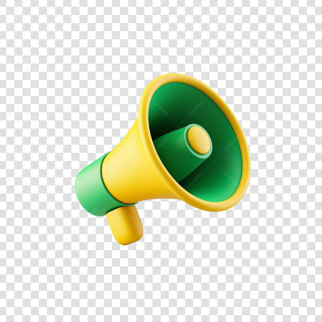 Ícone Megafone 3D Amarelo Verde Anúncio Marketing PNG com fundo transparente