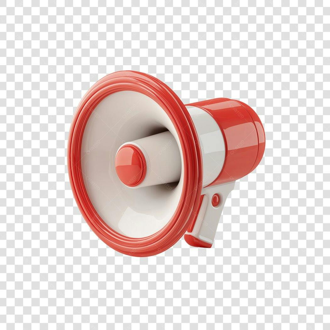 Icone de Megafone Vermelho e Branco para Anúncios Marketing PNG com fundo transparente