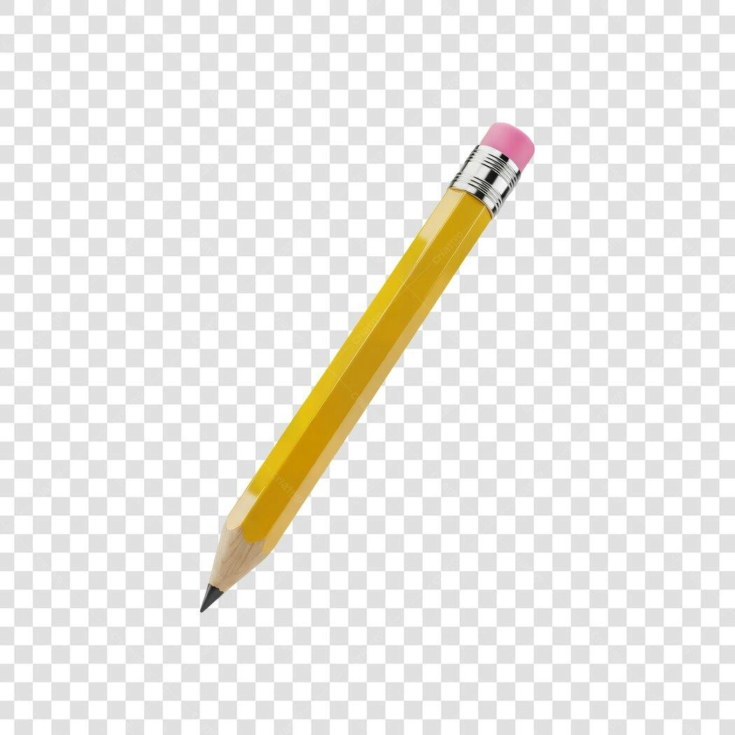 Ícone Lápis Amarelo Escolar com Borracha Rosa PNG com fundo transparente