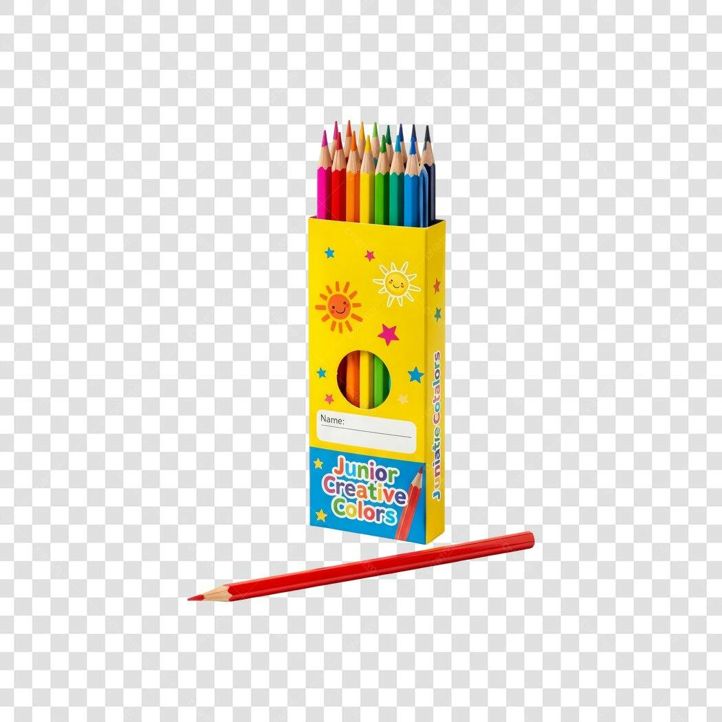 Clipart Caixa Lápis de Cor Amarelo Material Escolar PNG com fundo transparente