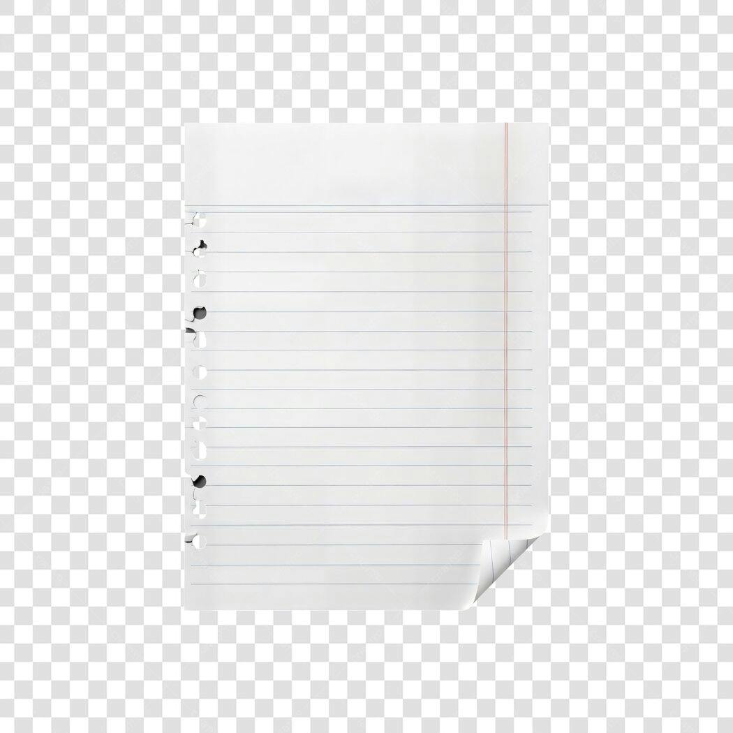 Folha de Caderno Pautado Furos Rasgados Canto Dobrado PNG com fundo transparente