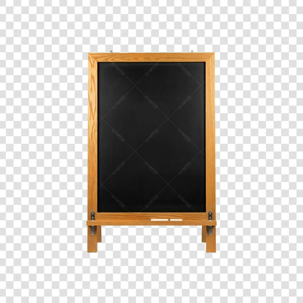 Quadro Negro Cavalete de Madeira para Menu Restaurante PNG com fundo transparente