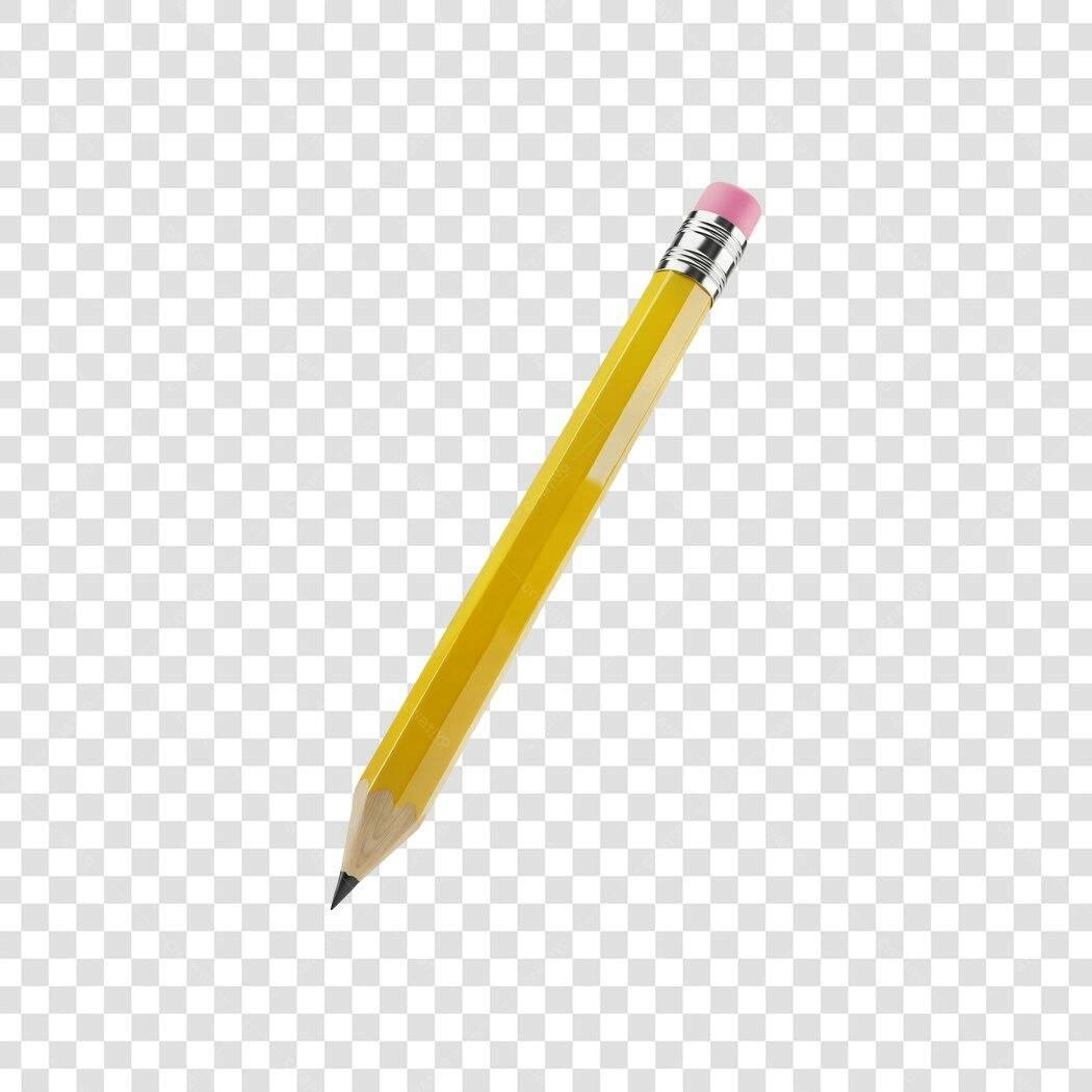 Elemento Gráfico Lápis Amarelo Borracha Rosa para Estudo Escrita PNG com fundo transparente
