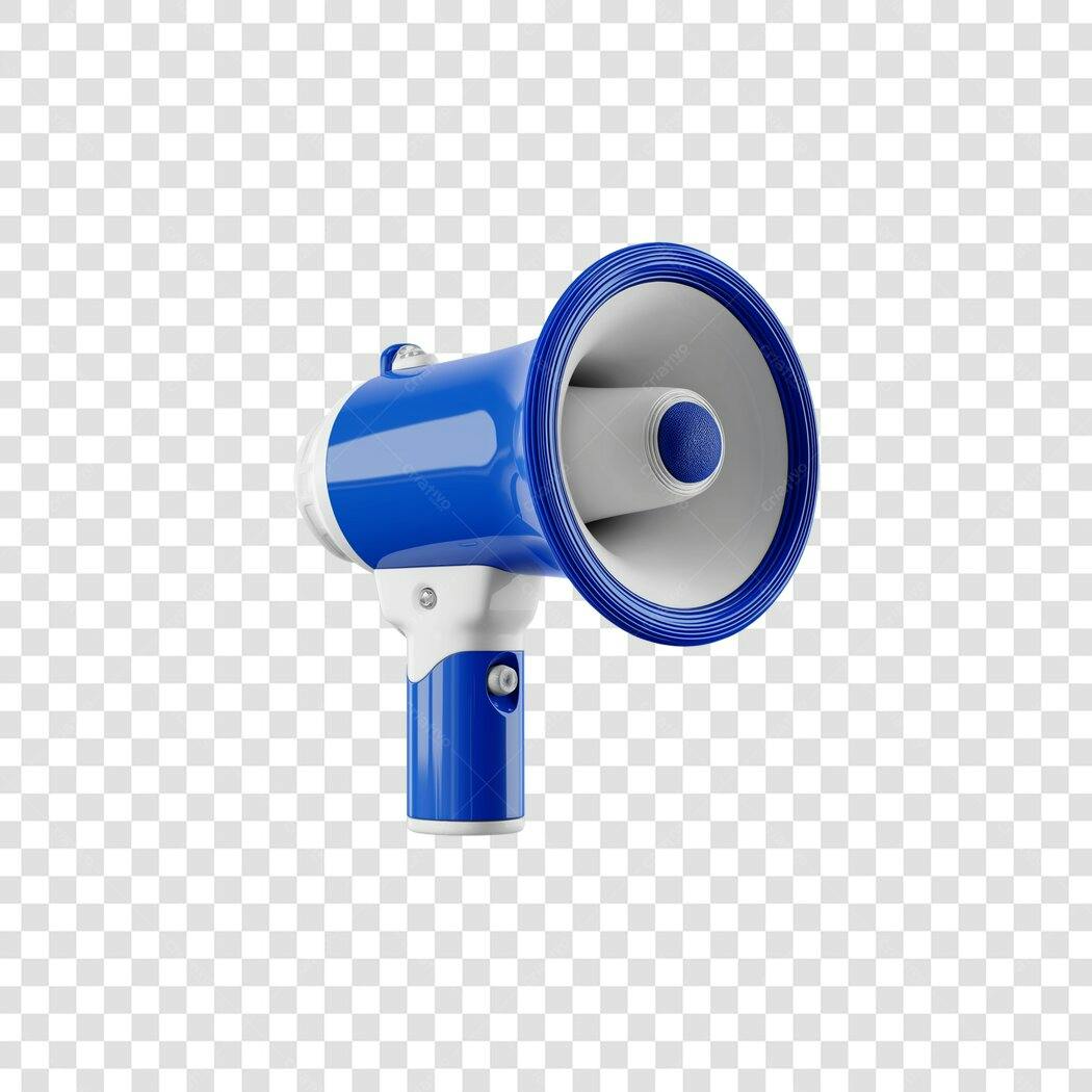 Ícone Megafone 3D Azul e Branco para Marketing Digital e Anúncios PNG com fundo transparente
