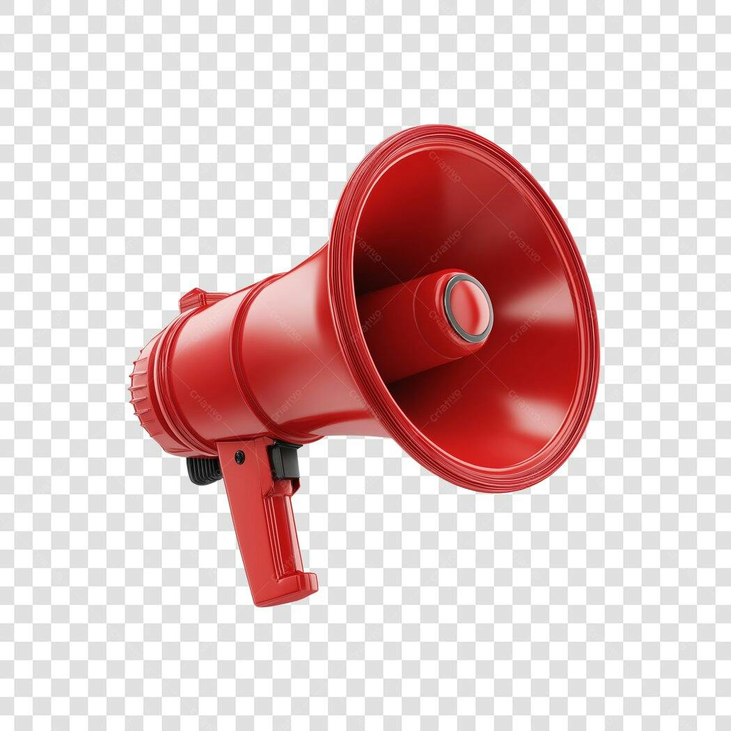 Ícone Megafone Vermelho 3D para Anúncios de Marketing PNG com fundo transparente