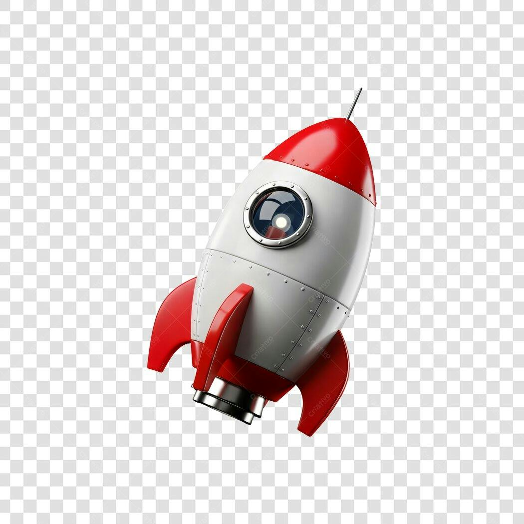 Elemento Gráfico Foguete 3D Vermelho e Branco para Sucesso PNG com fundo transparente