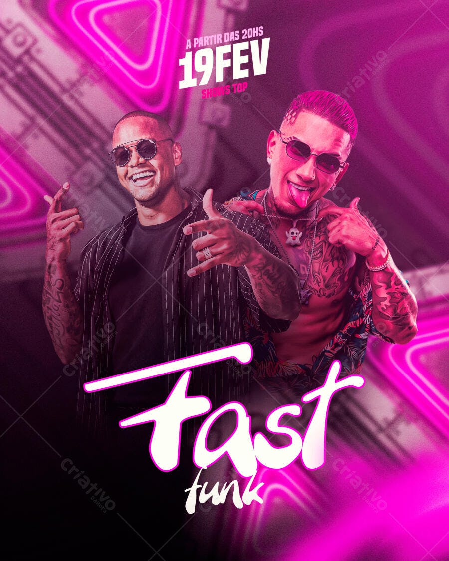 Flyer para Noite Fast Funk Shows Top PSD Editável