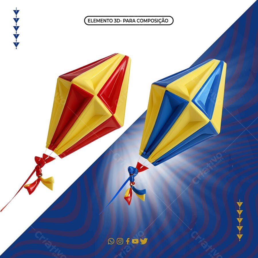 Balões Juninos 3D para Composição Festa Junina PSD Editável