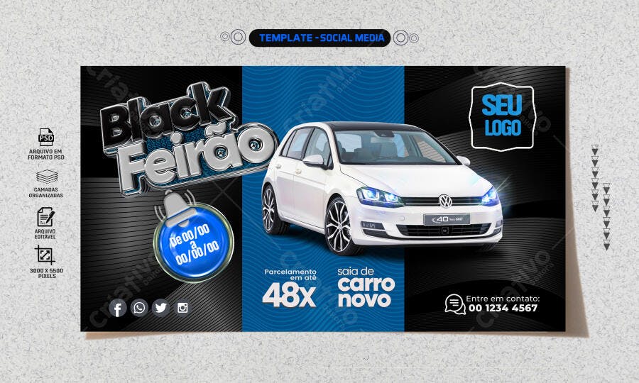 Flyer Black Feirão Carro Novo 48x PSD Editável
