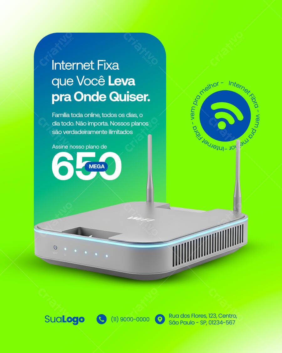 Flyer Internet Fixa Fibra 650 MEGA PSD Editável