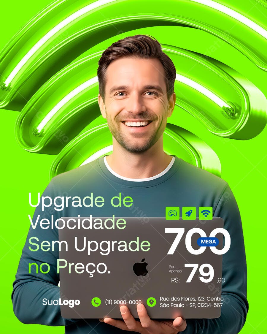 Post Redes Sociais Oferta Internet Fibra 700 Mega PSD Editável