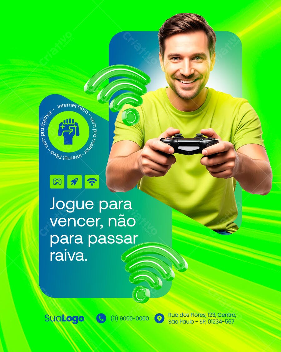 Post para Redes Sociais Internet Fibra para Gamers PSD Editável