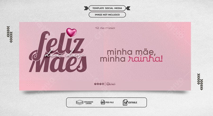 Post Social Media Feliz Dia das Mães PSD Editável