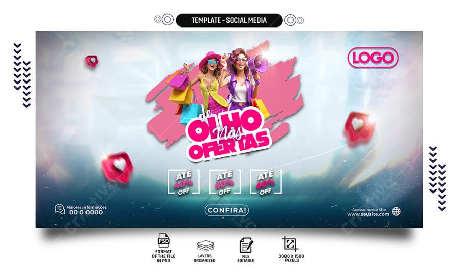 Flyer Digital para Ofertas de Moda Feminina PSD Editável
