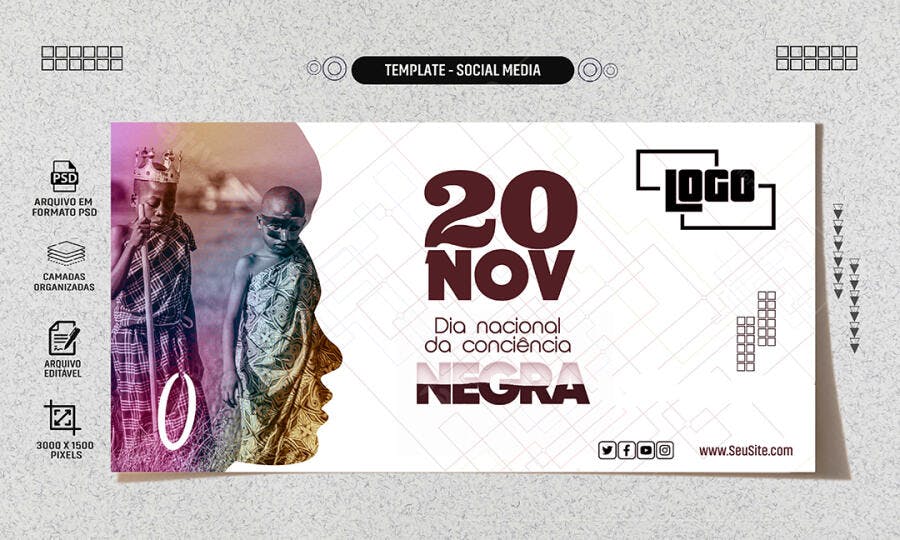 Flyer Social Media Dia da Consciência Negra PSD Editável