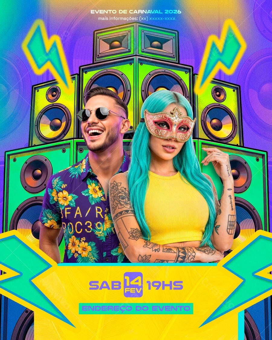 Flyer para Evento de Carnaval 2026 PSD Editável