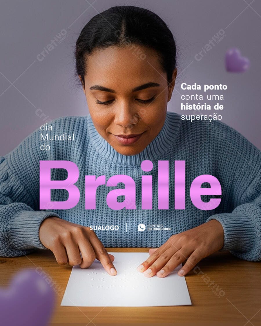Flyer Dia Mundial do Braille Superação PSD Editável