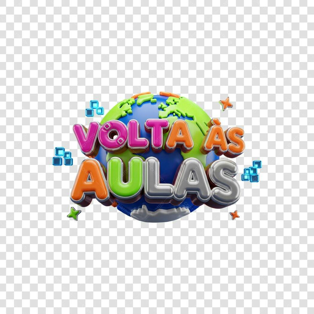 Elemento Gráfico Volta às Aulas Globo 3D colorido PNG com fundo transparente