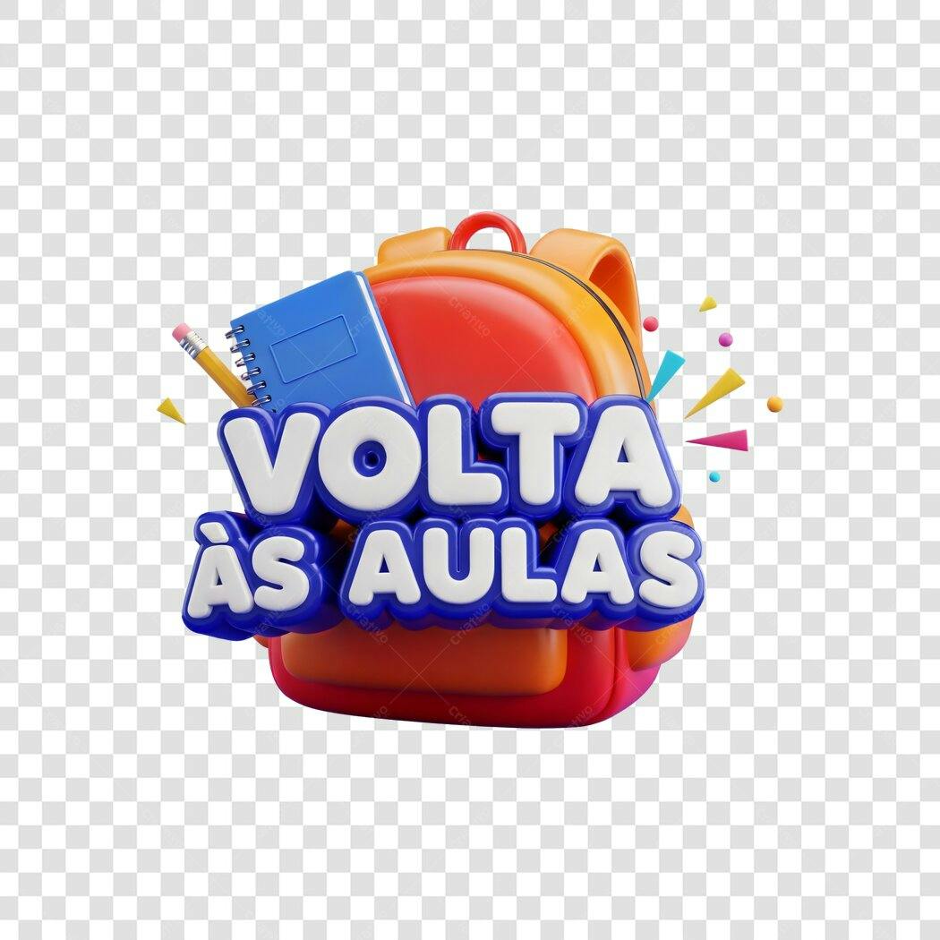 Ilustração 3D Volta às Aulas Mochila Caderno e Lápis PNG com fundo transparente