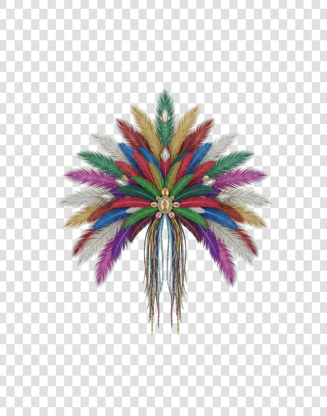 Adorno de Carnaval Penas Coloridas Joias PNG com fundo transparente