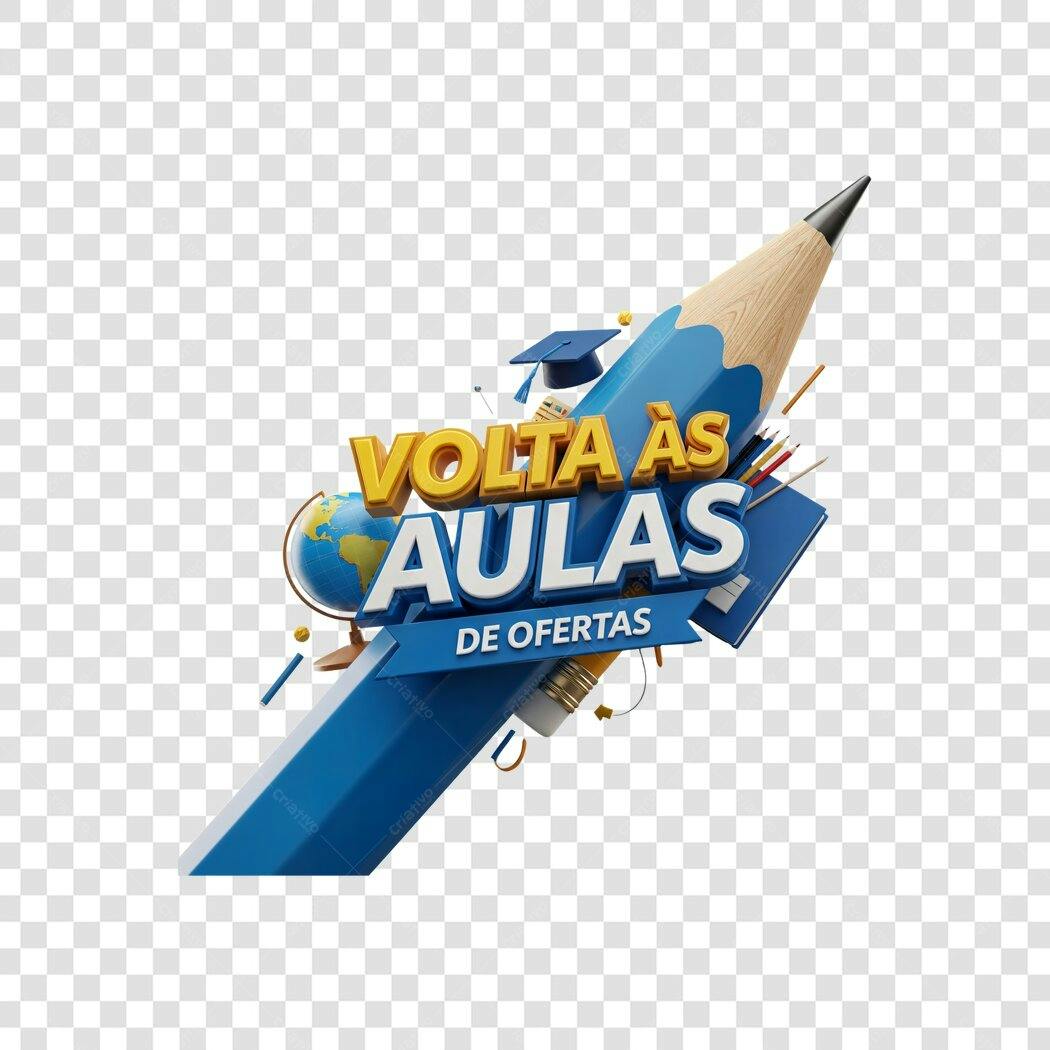 Elemento Gráfico Volta às Aulas Ofertas Lápis 3D PNG com fundo transparente