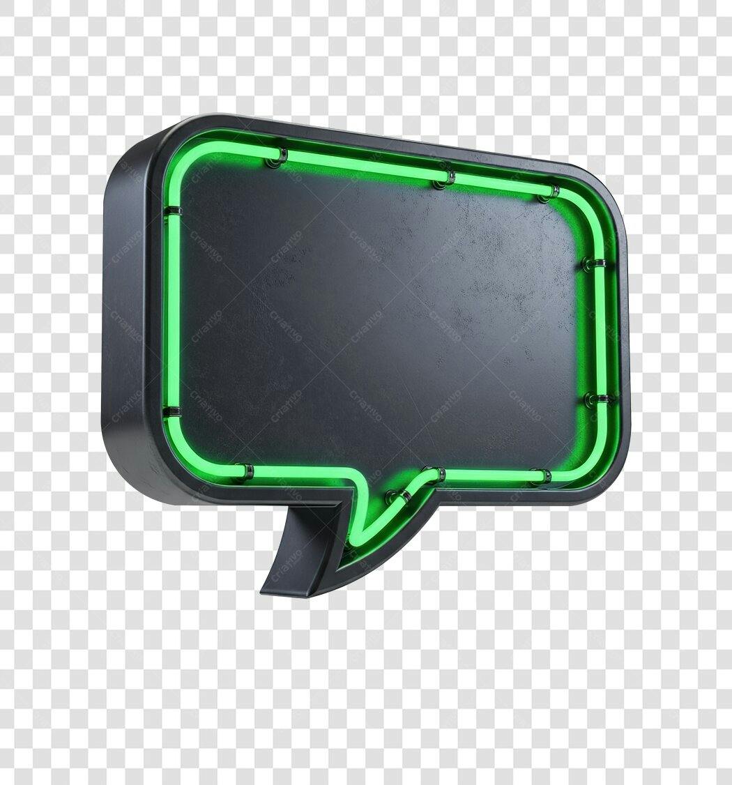 Balão de Fala Neon Verde para Marketing Digital PNG com fundo transparente