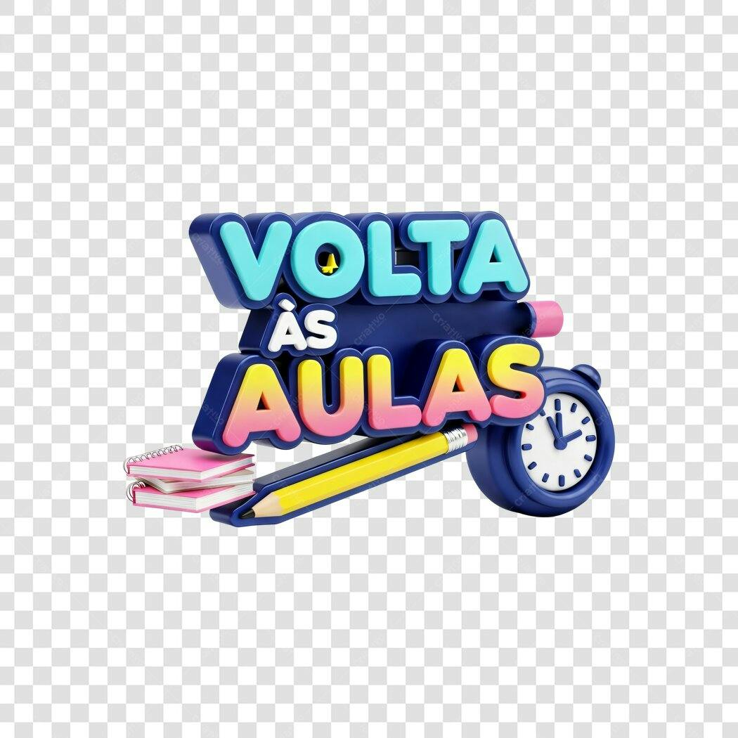 Elemento Gráfico 3D Volta às Aulas colorido com objetos escolares PNG com fundo transparente