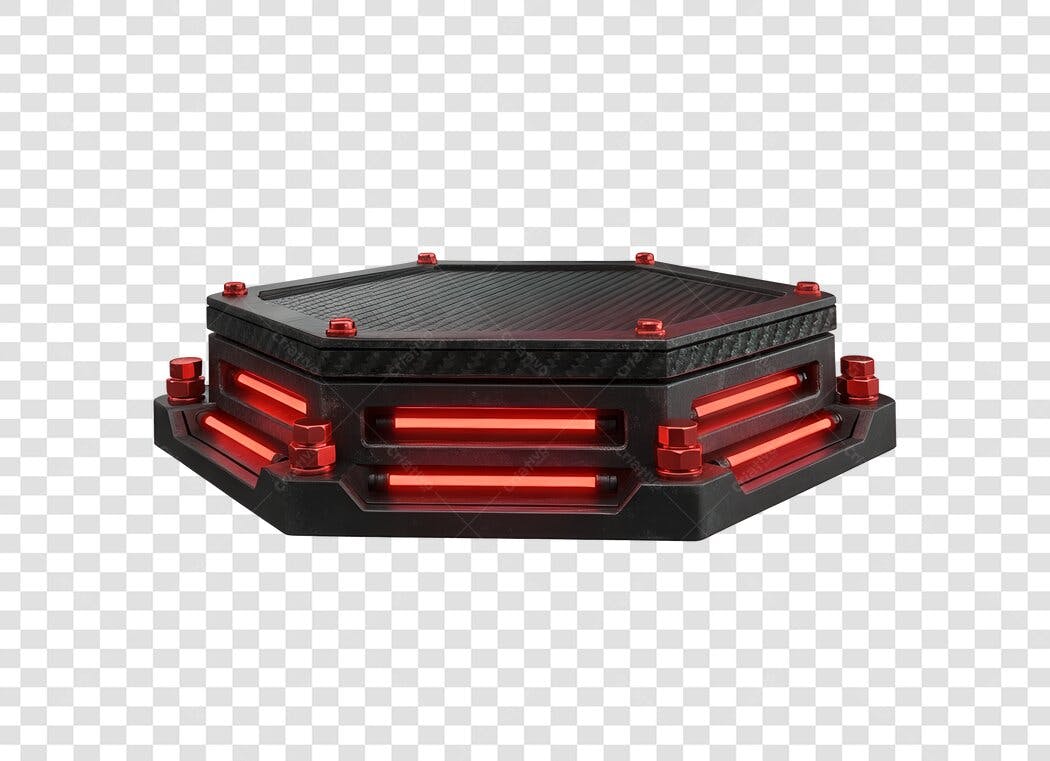 Plataforma de Exibição Hexagonal Luz Neon Vermelha PNG com fundo transparente