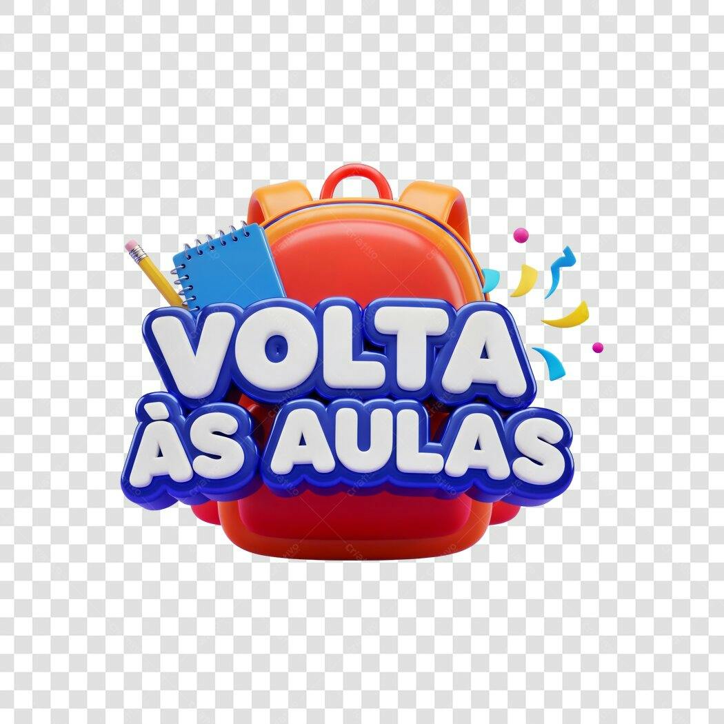 Elemento 3D Volta às Aulas mochila e material escolar PNG com fundo transparente