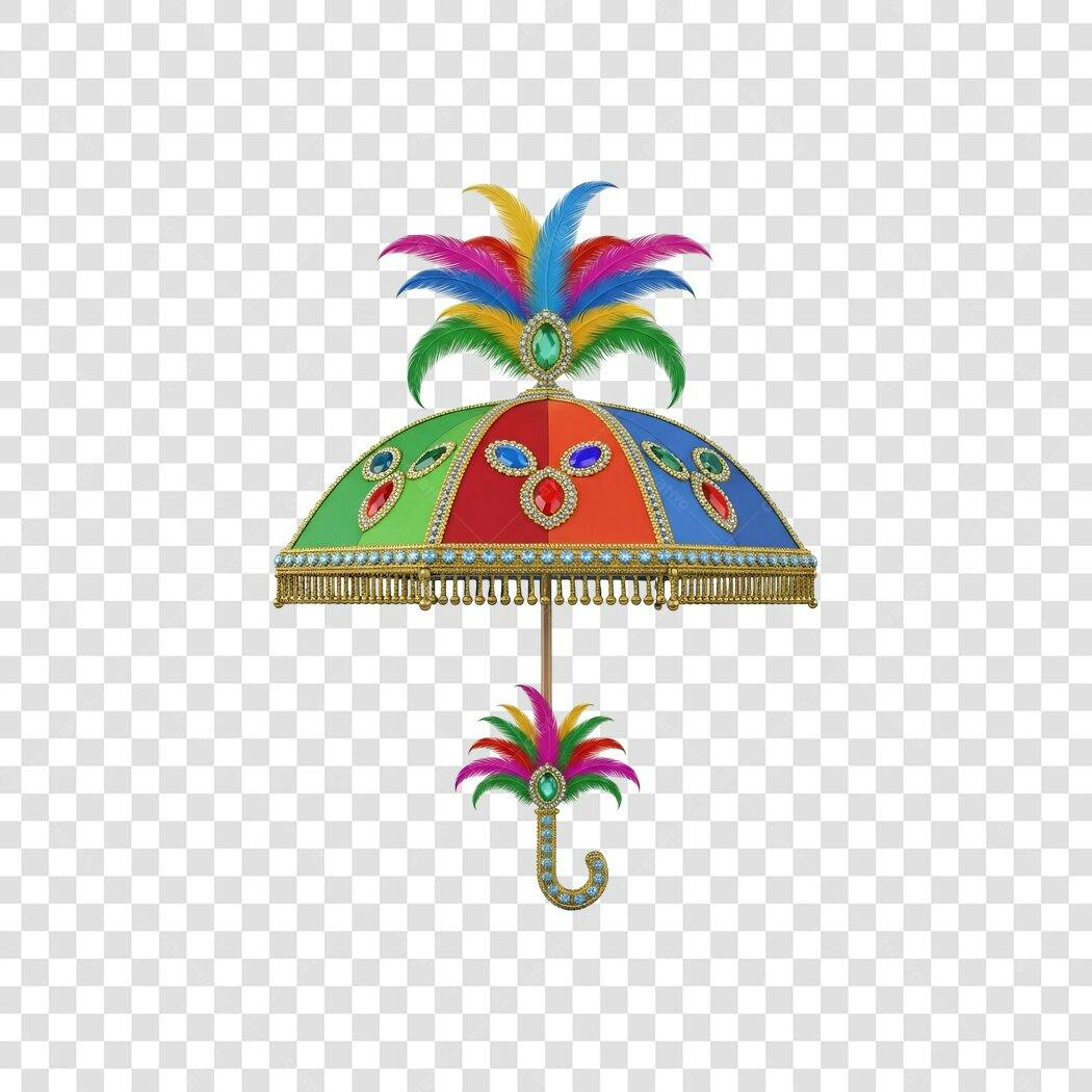 Elemento Decorativo Sombrinha Indiana Festiva Pedras Preciosas PNG com fundo transparente