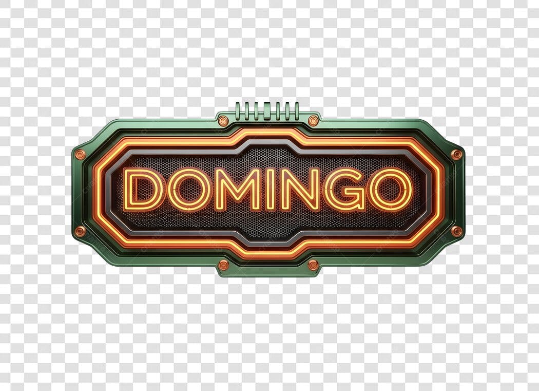 Letreiro Digital Domingo Neon Verde Laranja PNG com fundo transparente