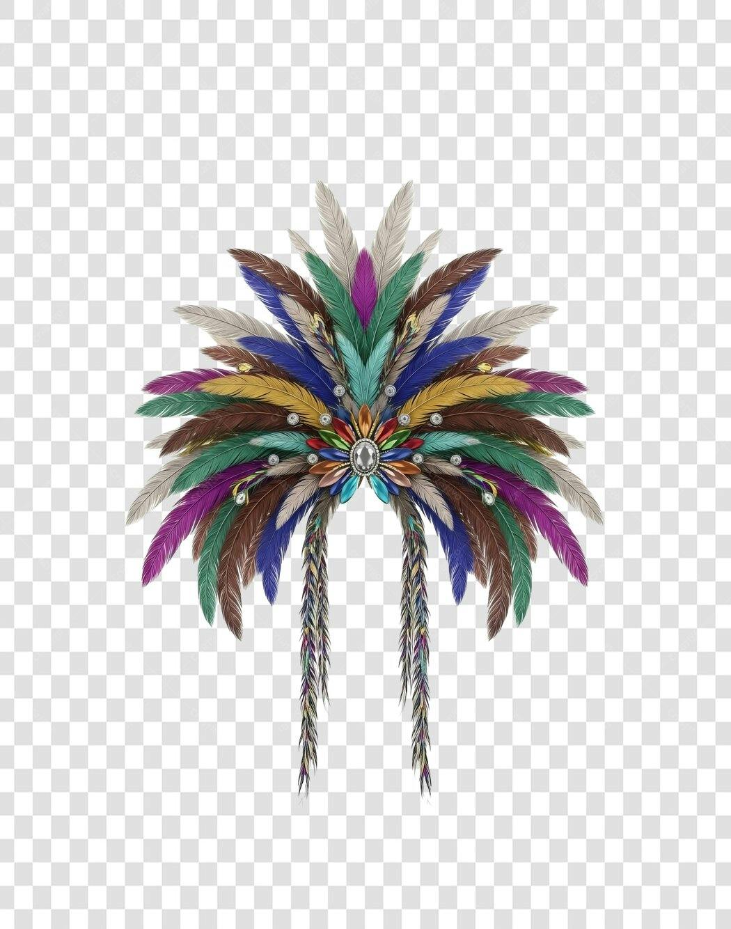 Adorno de Penas Coloridas Carnaval Festas PNG com fundo transparente