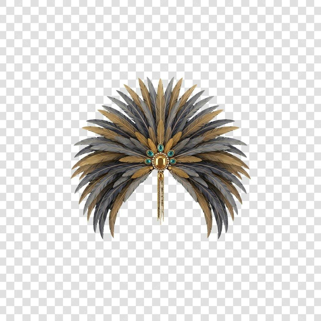 Acessório de Cabeça Estilo Carnival Dourado e Cinza com Joias PNG com fundo transparente