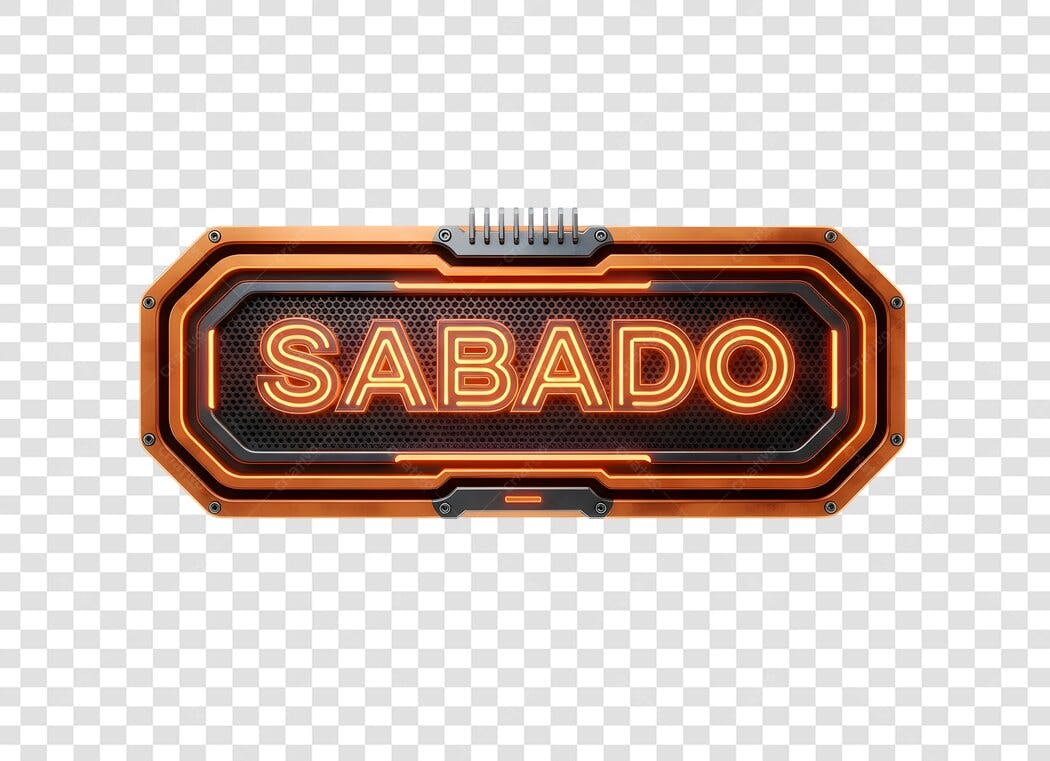 Letreiro Sabado Neon Laranja Preto PNG com fundo transparente para Redes Sociais