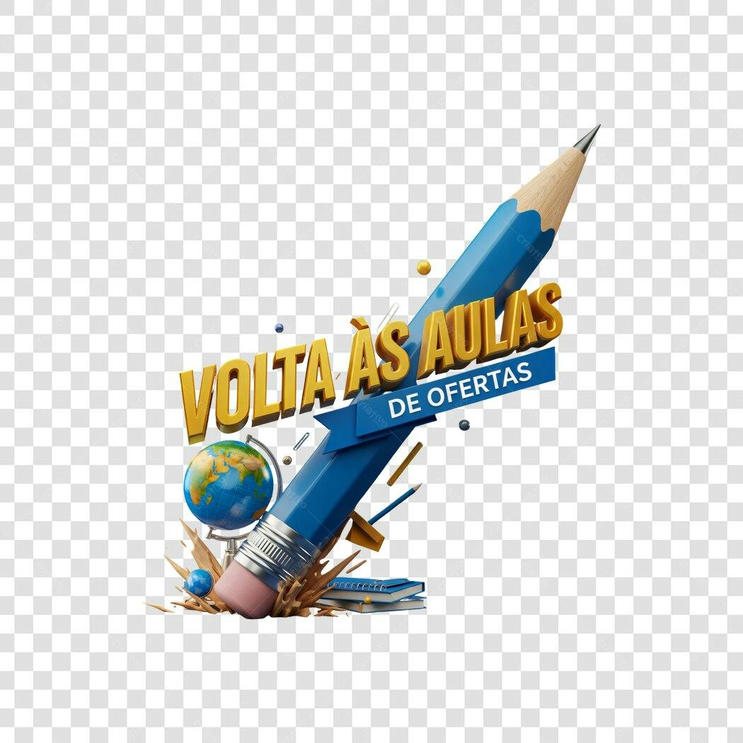 Elemento gráfico Volta às Aulas Ofertas Lápis Azul Dourado PNG com fundo transparente