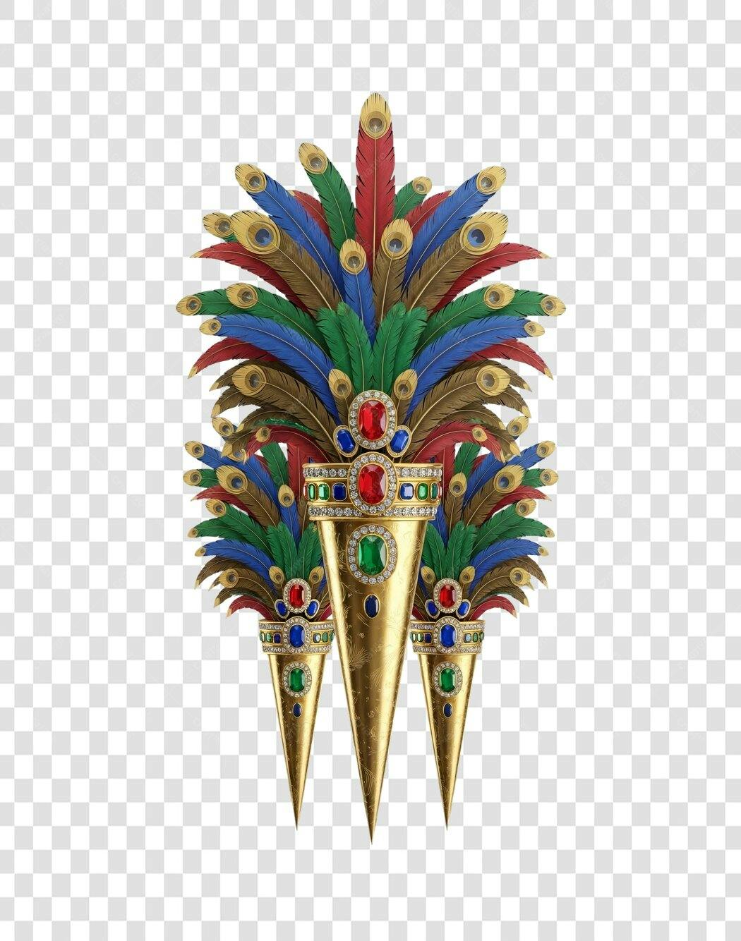 Ornamento de Carnaval Luxuoso com Penas e Joias PNG com fundo transparente