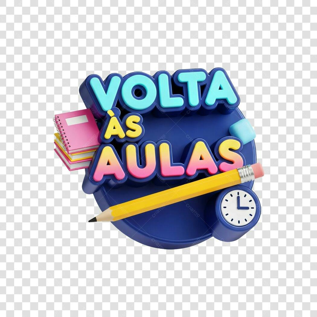 Post Redes Sociais Volta às Aulas Ícone 3D Colorido PNG com fundo transparente