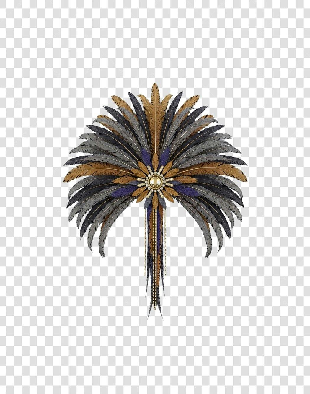 Elemento Decorativo Plumas Luxuosas Carnaval Gatsby Ouro Cinza PNG com fundo transparente