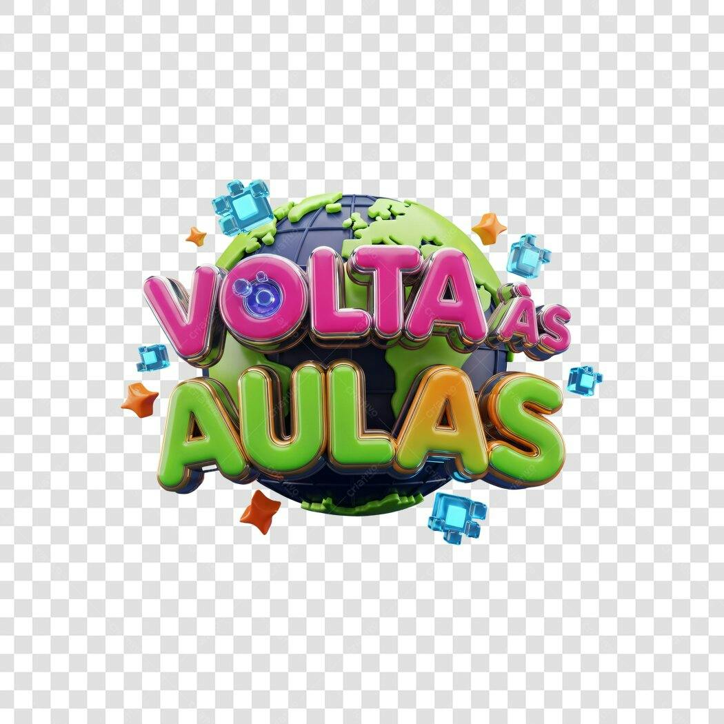 Gráfico 3D Volta às Aulas Rosa Verde Laranja Azul PNG com fundo transparente