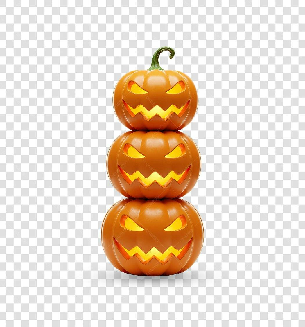 Ilustração 3D Halloween Torre de Abóboras Jack-o'-lantern PNG com fundo transparente