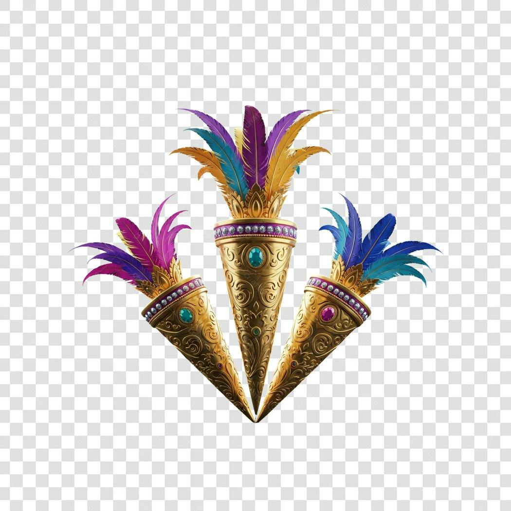 Ícone Festivo Carnaval Mardi Gras Cones Dourados PNG com fundo transparente