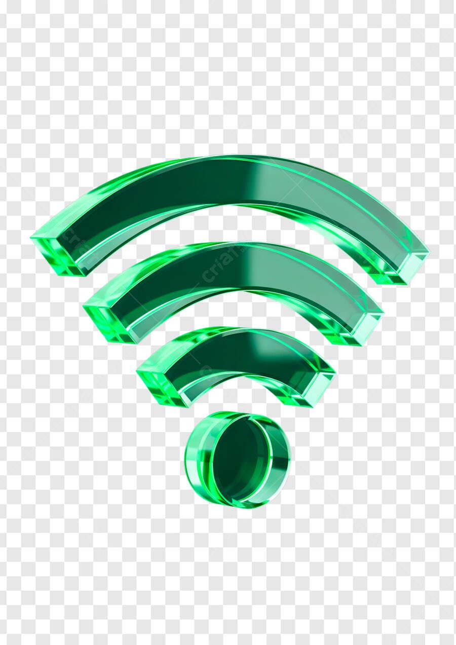 Ícone de Sinal WiFi Verde Esmeralda 3D Conectividade PNG com fundo transparente
