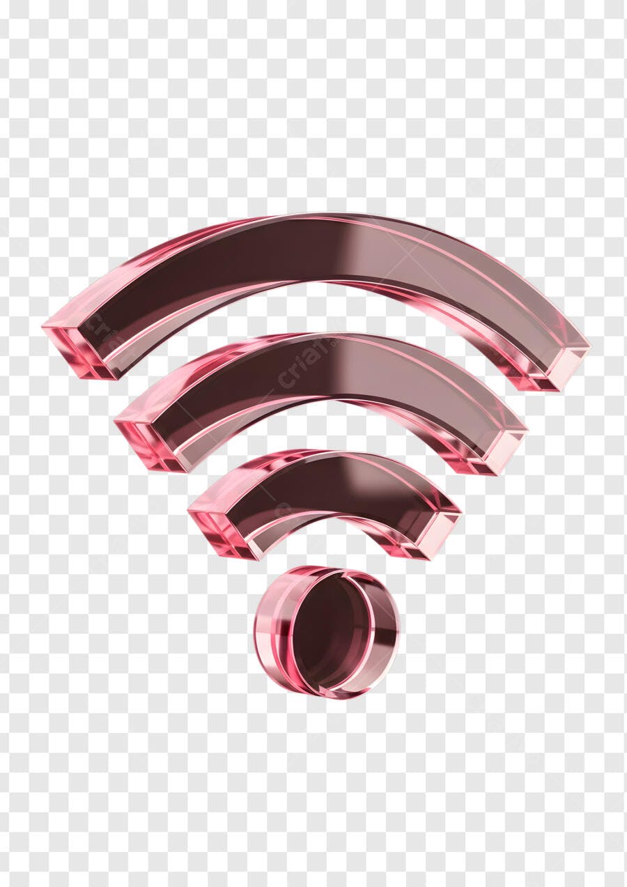 Ícone WiFi 3D Rose Gold para Tecnologia Digital PNG com fundo transparente