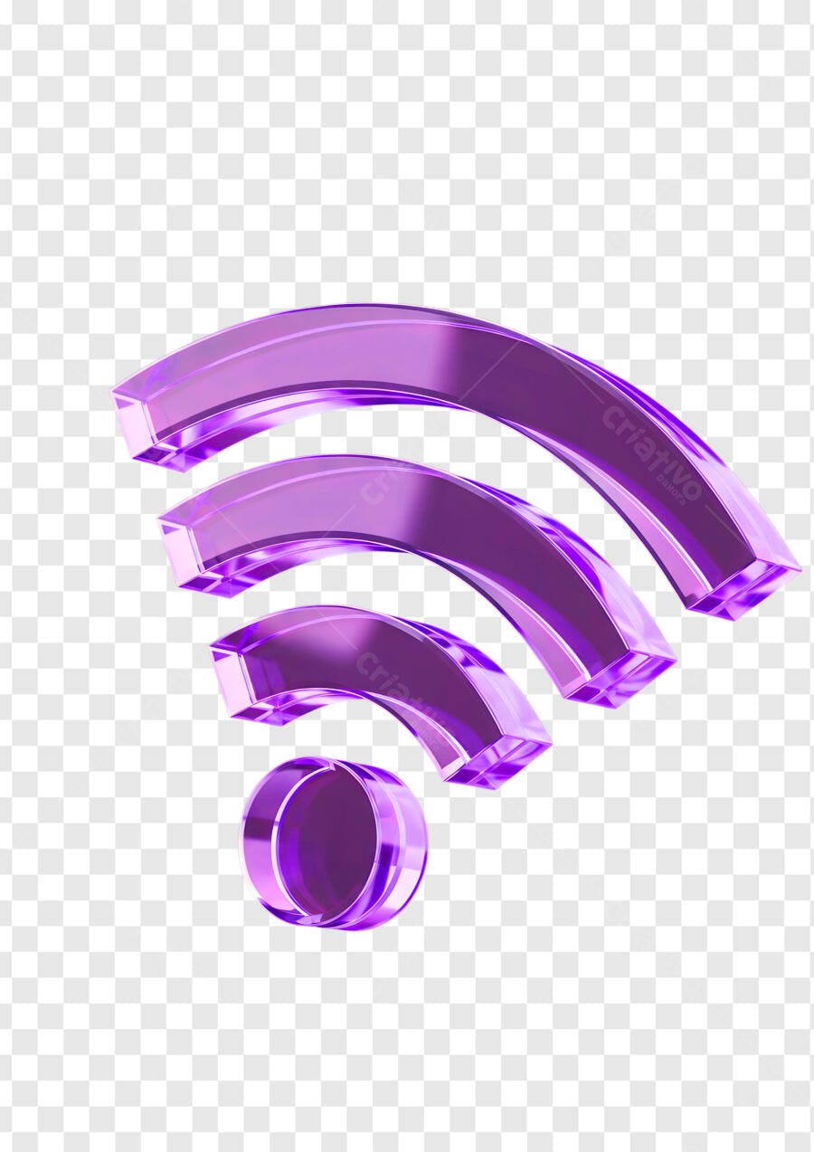 Icone Sinal Wi-Fi Roxo 3D de Conectividade PNG com fundo transparente