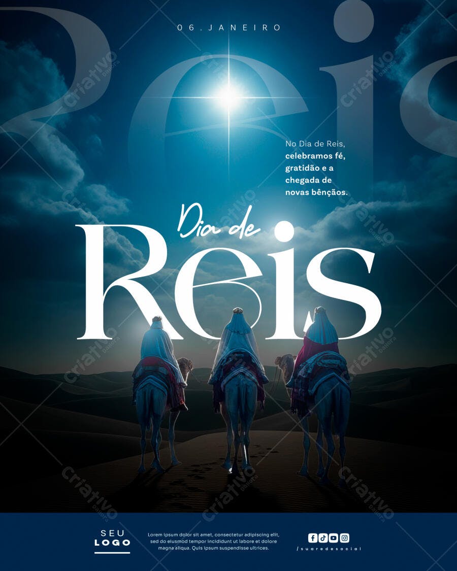 Flyer Social Media Dia de Reis PSD Editável