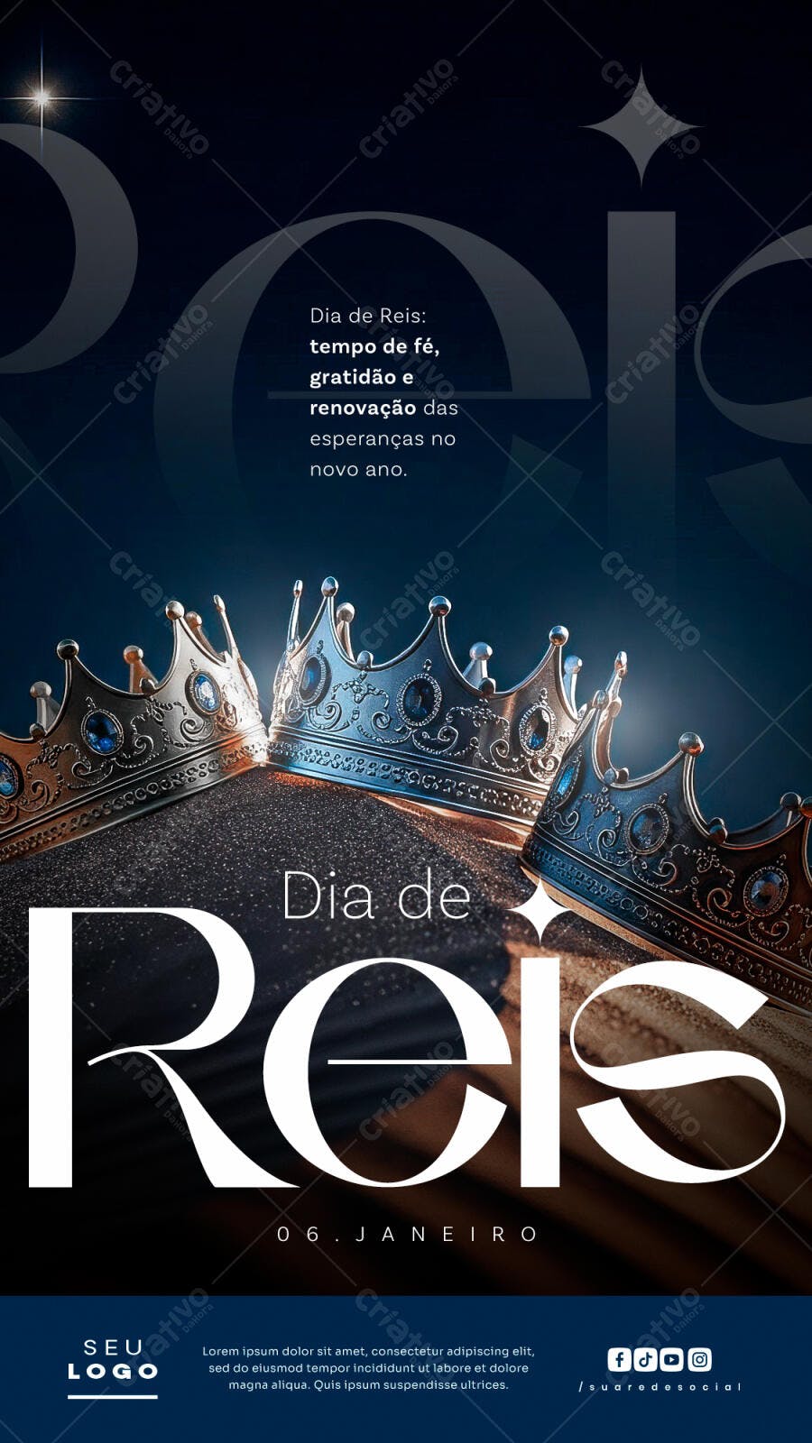 Flyer Religioso Dia de Reis PSD Editável