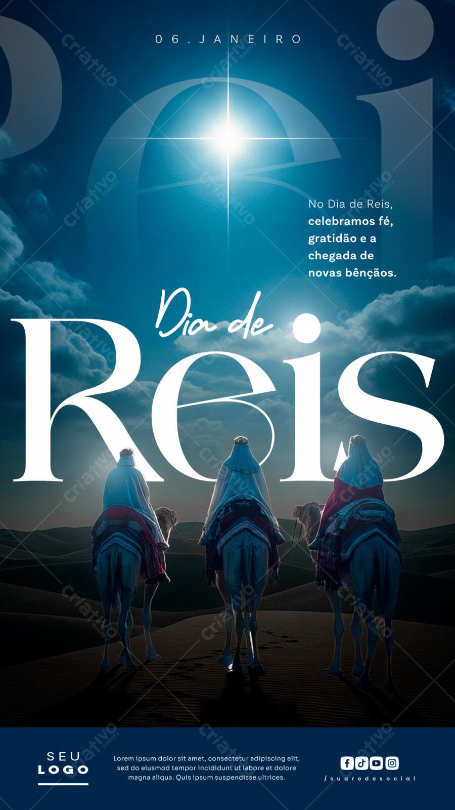 Flyer Dia de Reis Três Reis Magos PSD Editável